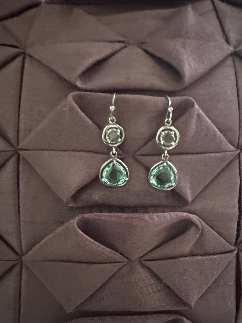 Silpada Earrings W2457 Seychelles Sterling Silver Green Seafoam Glass Vintage